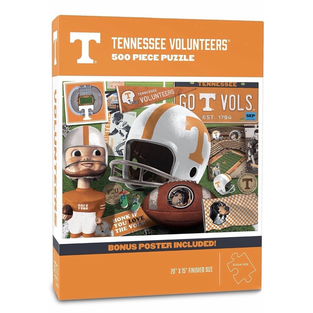 🏈 YouTheFan NCAA Tennessee Volunteers Retro Puzzle 500 Pieces,Team Colors 20*15